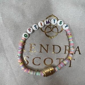 Kendra Scott Reece Optimist Gold Friendship Bracelet in Pink Pastel Mix